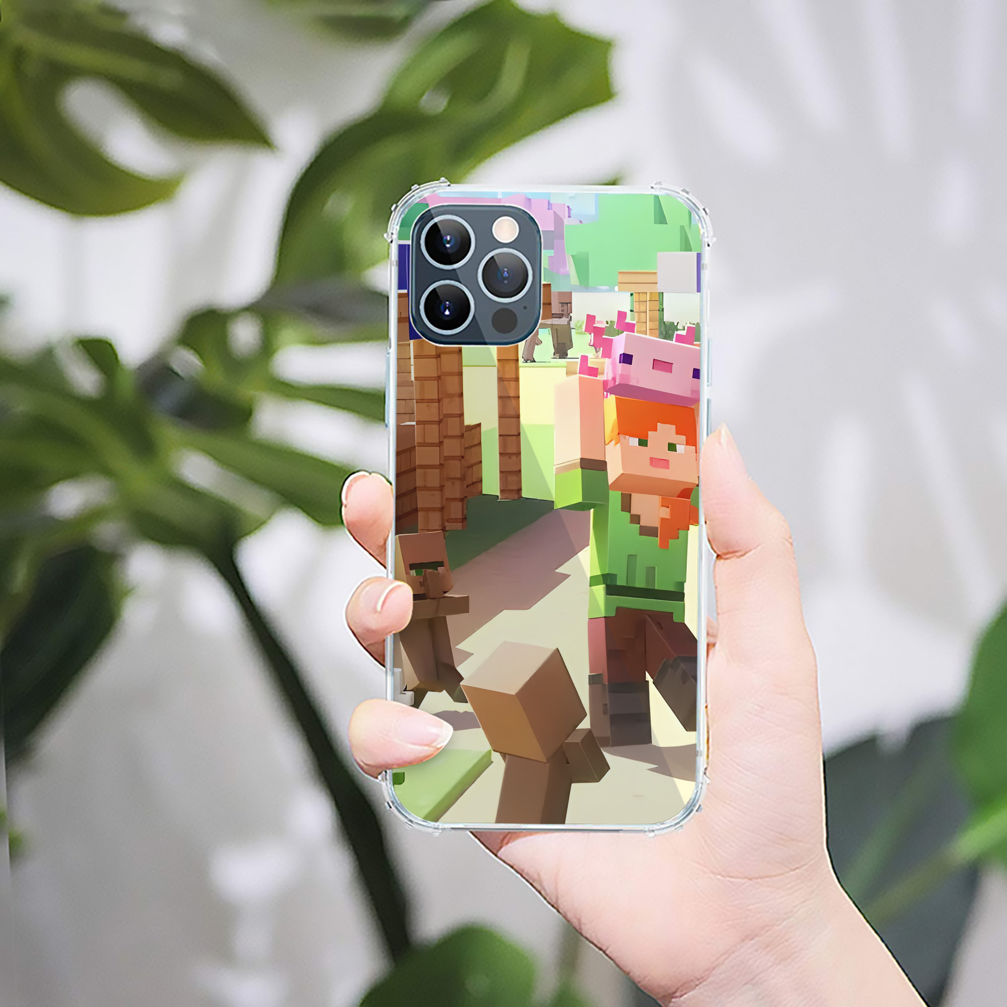 （画像用） マインクラフト ブロックの世界 Minecraft MC Block world 【iPhone 12シリーズ対応】透明スマホケース（クリアソフトケース）